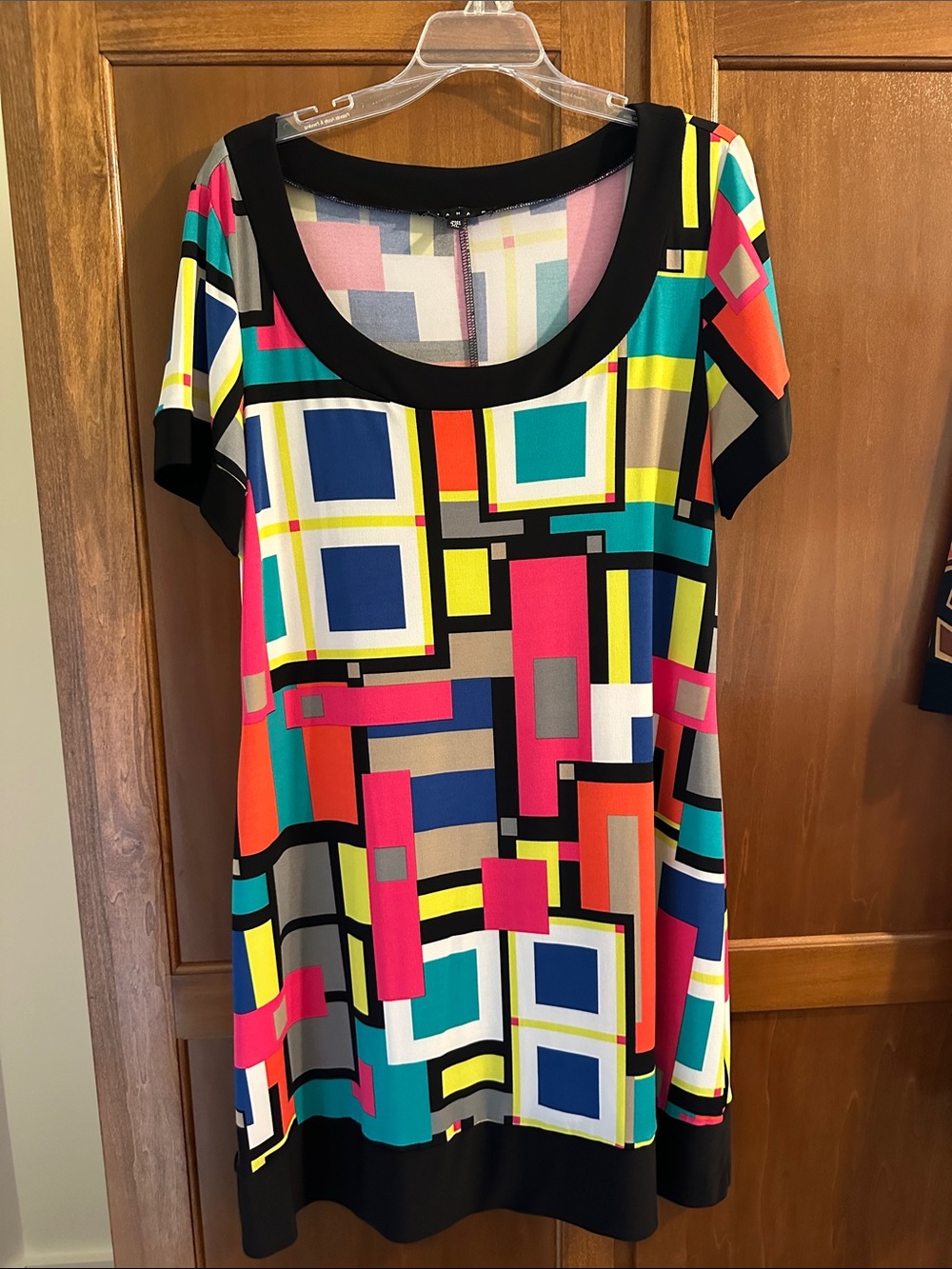 Tiana B. Colorblock Geometric Mini Dress in Pink, Teal, Blue, Yellow